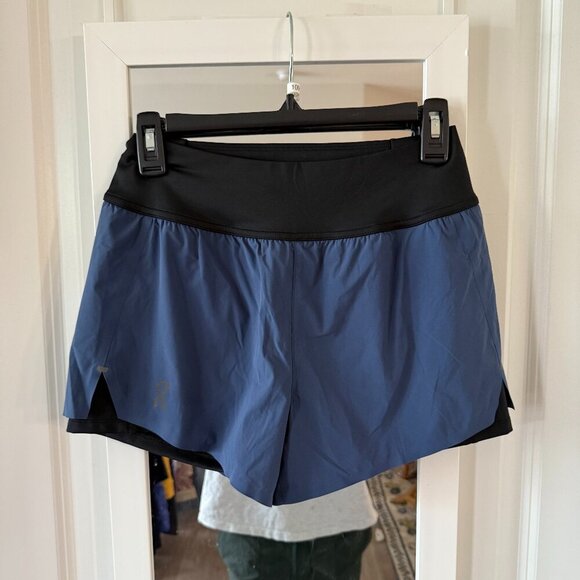 On Running Pants - On Running Women's Athletic Shorts - Black and Blue